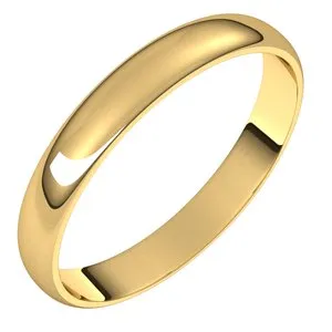 10K Yellow 3 mm Half Round Ultra-Light Band Size 6.5