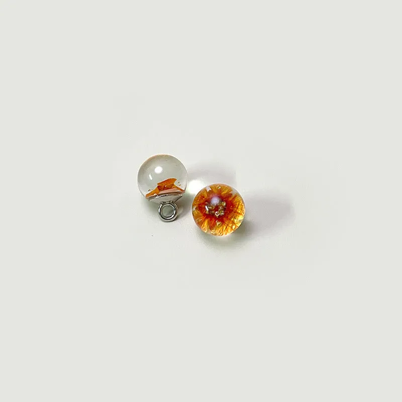 10mm Chinese Palace Style Dried Flower Glass Bead Shank Buttons 50 Pack(10 Mixed Colors)