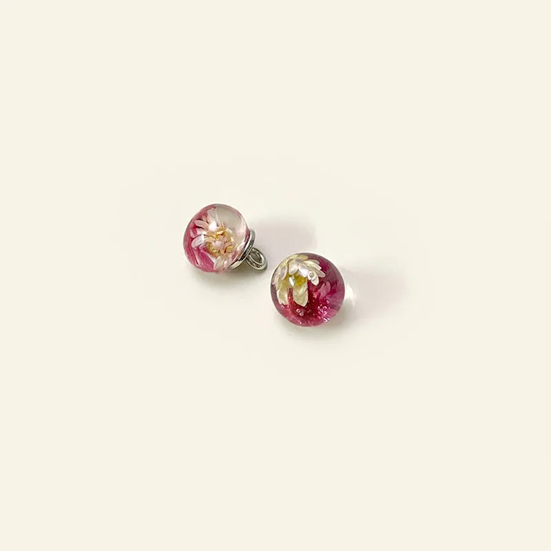 10mm Chinese Palace Style Dried Flower Glass Bead Shank Buttons 50 Pack(10 Mixed Colors)