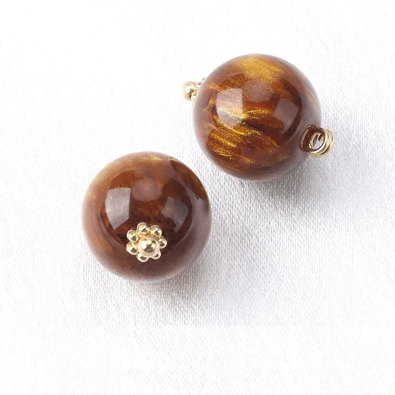 13mm Resin Bead Buttons with Flower Base for Chinese Silk Cheongsam Shirts 12pcs