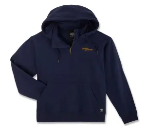 1/4 Zip H-D Font Heavyweight Hoodie - Blue