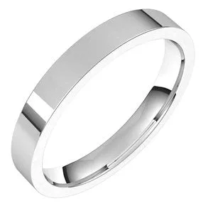 14K White 3 mm Flat Comfort Fit Light Band Size 8