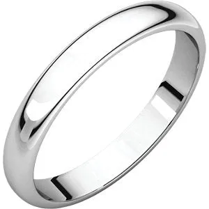 14K White 3 mm Half Round Band Size 9.5