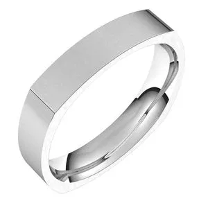 14K White 4 mm Square Comfort Fit Band Size 7