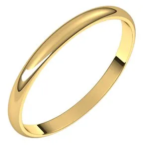 14K Yellow 2 mm Half Round Ultra-Light Band Size 9