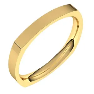14K Yellow 2.5 mm Square Comfort Fit Band Size 6