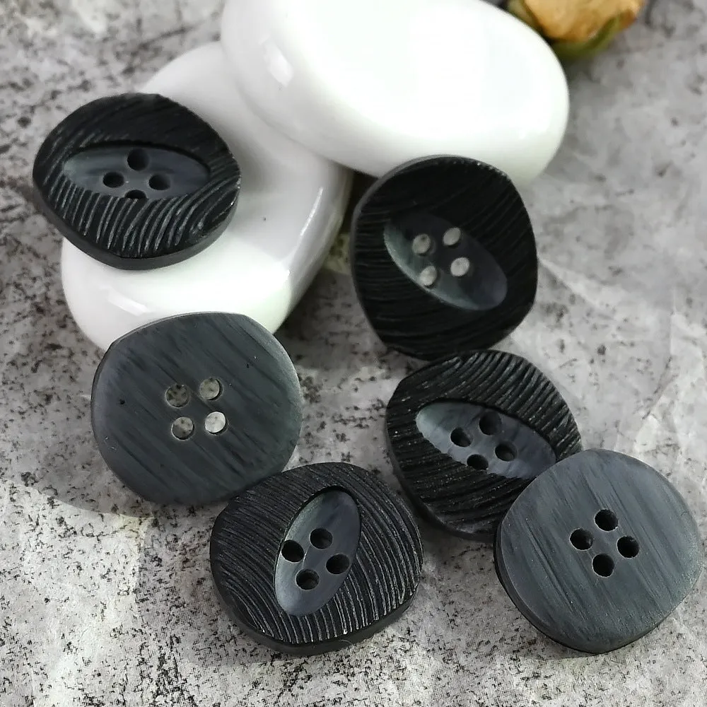 18-28mm Imitation Wood Grain Vintage Resin Buttons for Woolen Sweaters 20pcs