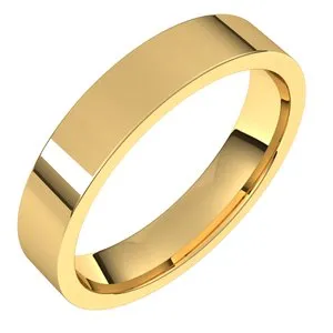 18K Yellow 4 mm Flat Comfort Fit Light Band Size 5.5
