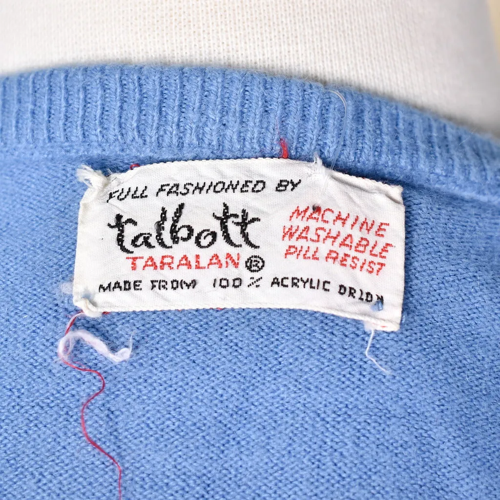 1960s Blue Crew Neck Cardigan