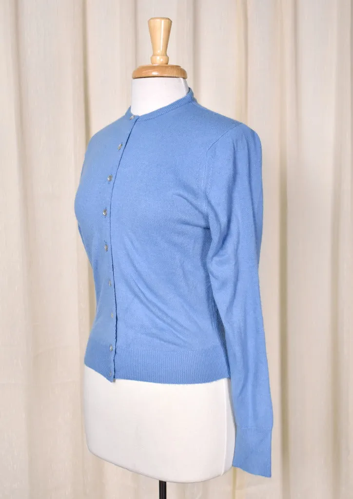 1960s Blue Crew Neck Cardigan