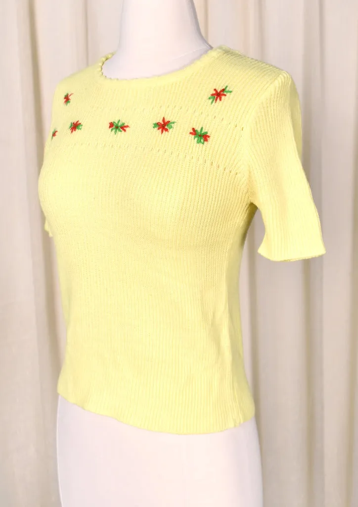 1960s Holiday Floral Sweater