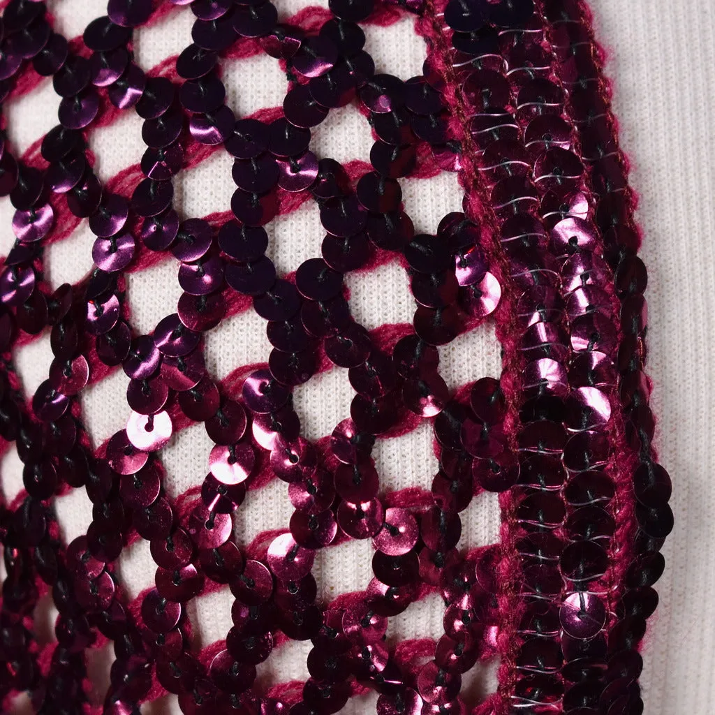 1980s Vintage Raspberry Sequin Cardigan