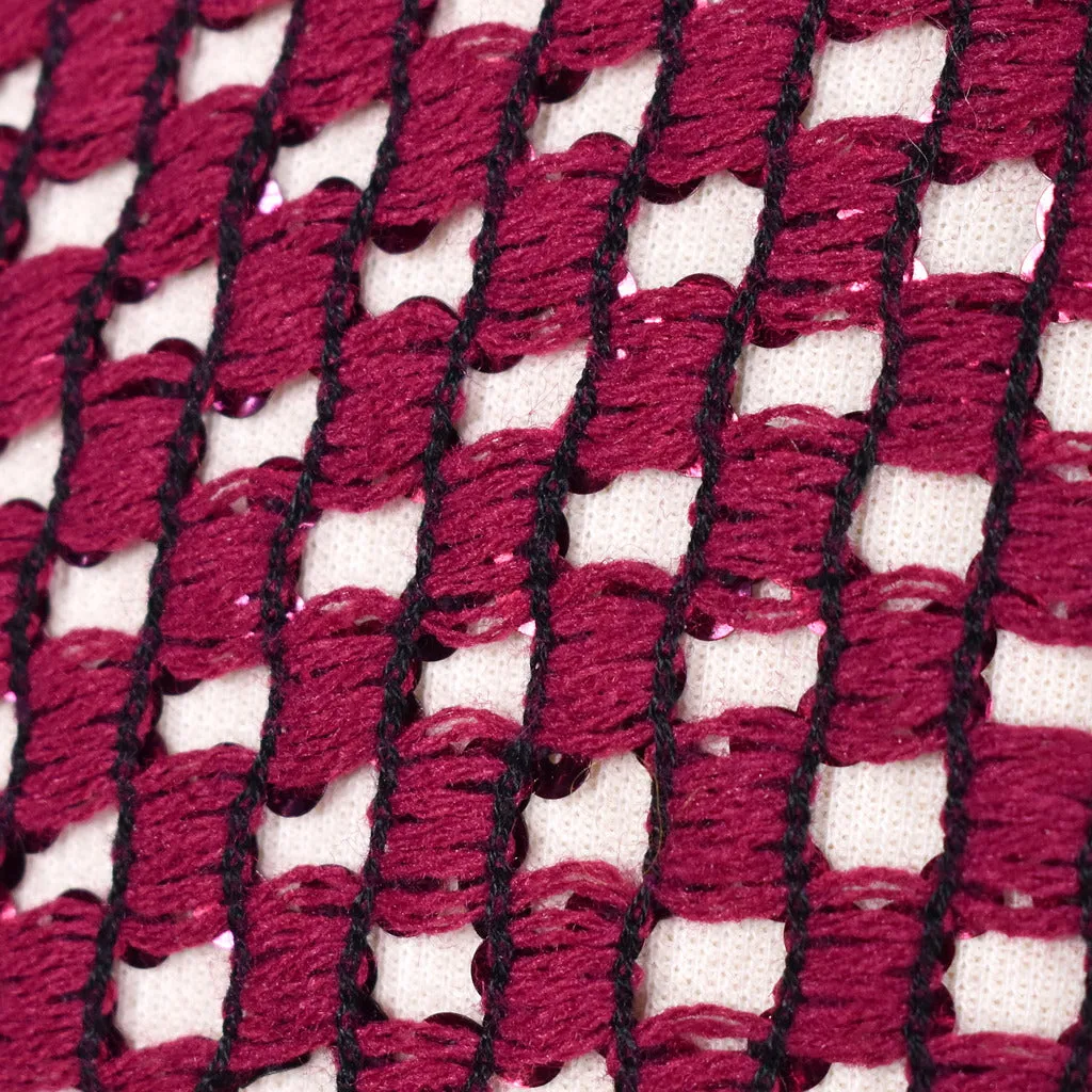 1980s Vintage Raspberry Sequin Cardigan