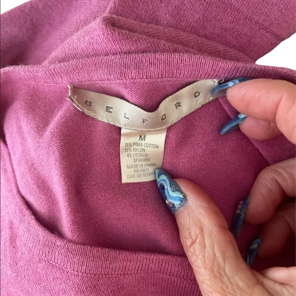 2 Belford Sweater Bundle  sz M Red V-neck Pink Scoop Neck EUC SOFT Modest