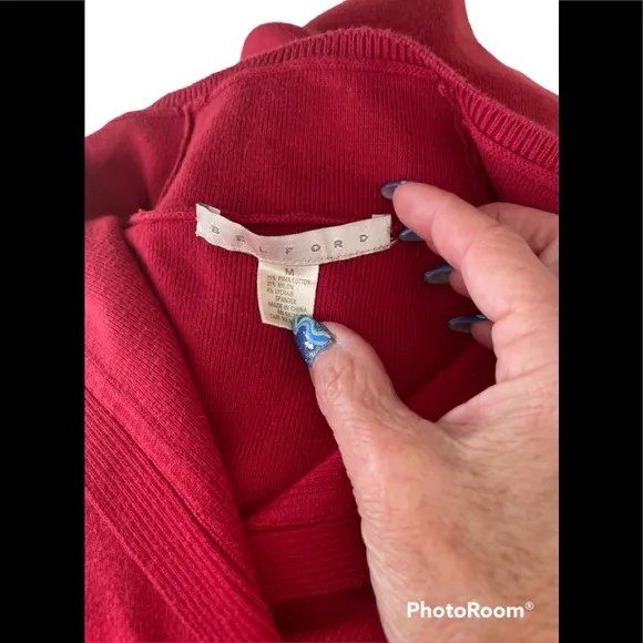 2 Belford Sweater Bundle  sz M Red V-neck Pink Scoop Neck EUC SOFT Modest