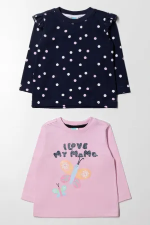 2 Pack T-Shirt Pink & Navy