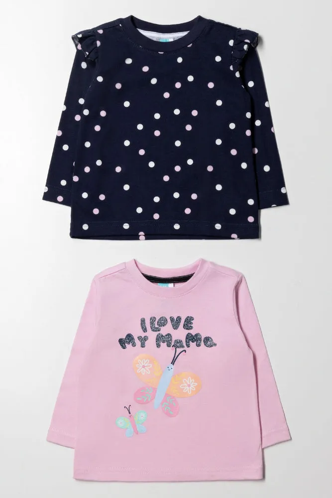 2 Pack T-Shirt Pink & Navy