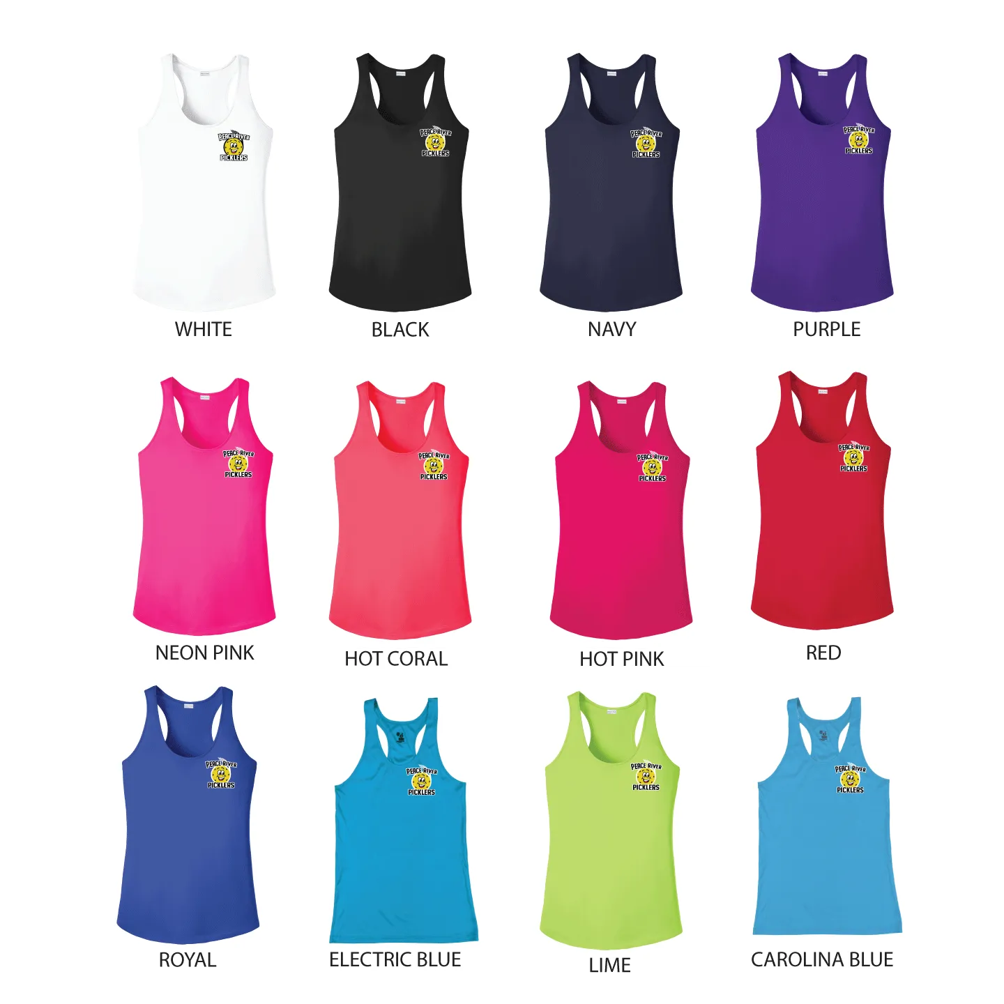 2024 Peace River Picklers Pickleball Ladies Performance Racerback Shirt - Design 4