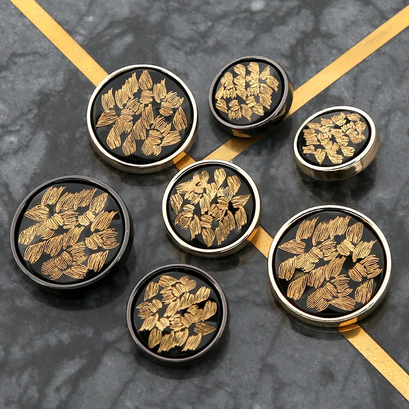 20mm Black Gold Metal Resin Round Buttons for Coats Sweaters 20 Pack