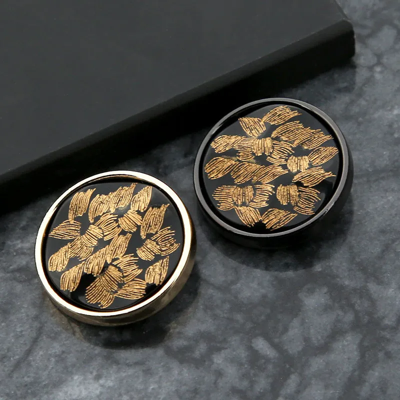 20mm Black Gold Metal Resin Round Buttons for Coats Sweaters 20 Pack