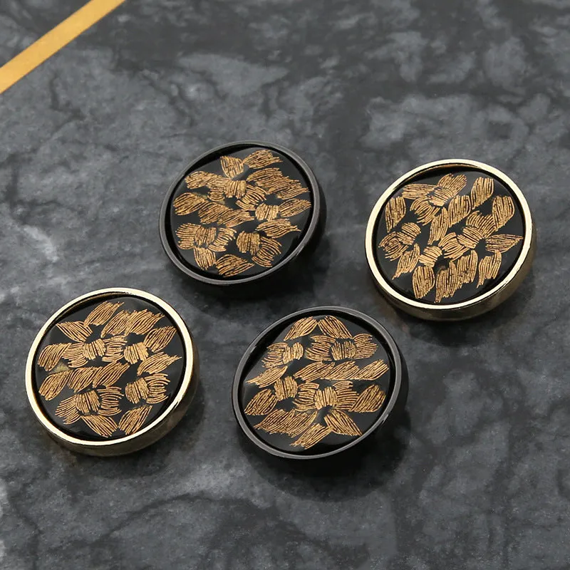 20mm Black Gold Metal Resin Round Buttons for Coats Sweaters 20 Pack