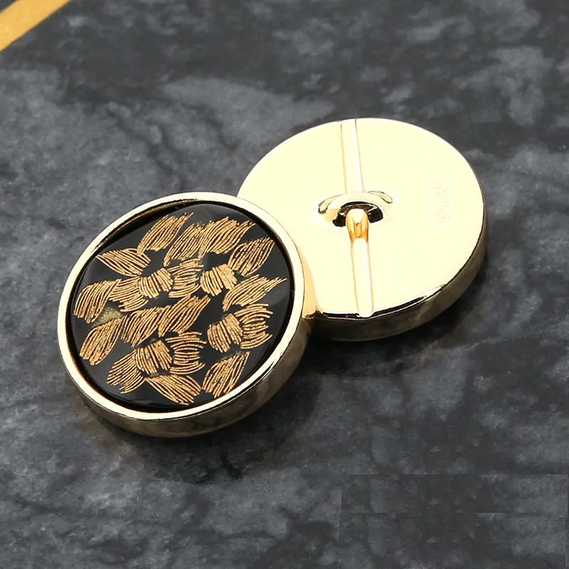 20mm Black Gold Metal Resin Round Buttons for Coats Sweaters 20 Pack