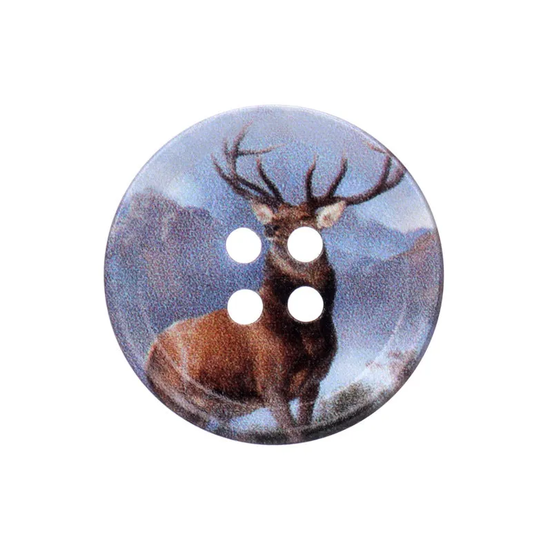 23/25/30mm Round Four Hole Resin Buttons with Oil Painting Prints 20pcs