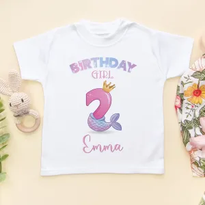 2nd Birthday Cute Mermaid Personalised T Shirt