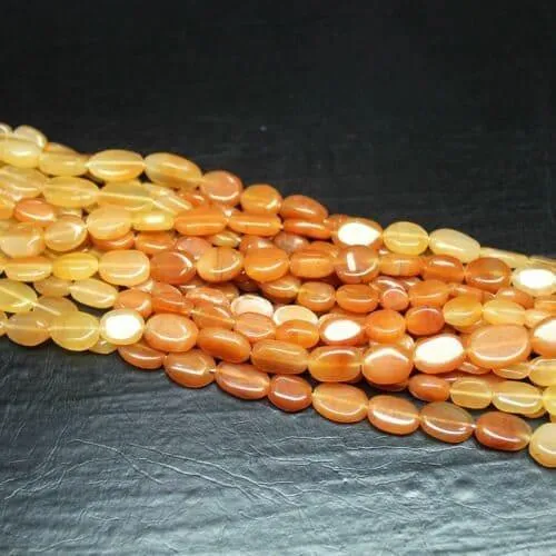 5 Strand Natural Shaded Orange Jade Smooth Oval Loose Gemstone Beads 14" 8mm