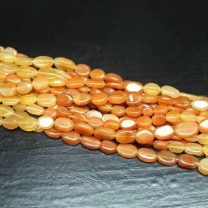 5 Strand Natural Shaded Orange Jade Smooth Oval Loose Gemstone Beads 14" 8mm