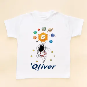 6th Birthday Astronaut Solar System Personalised T Shirt