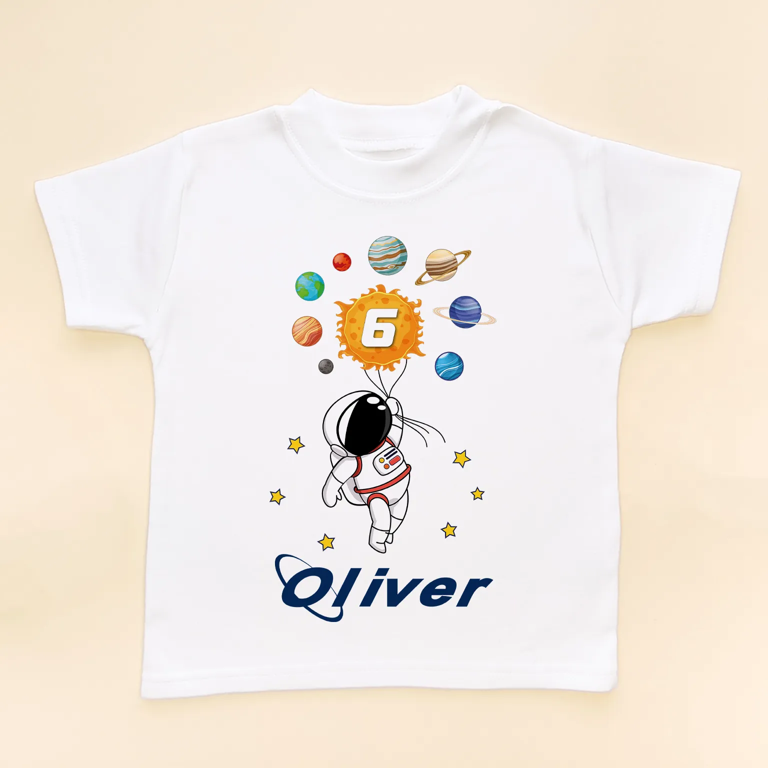 6th Birthday Astronaut Solar System Personalised T Shirt