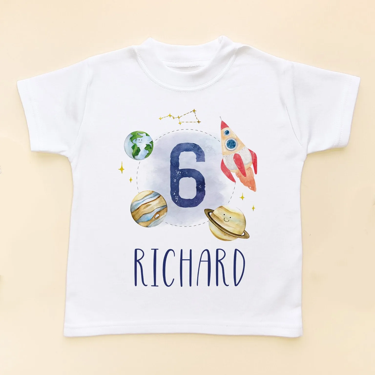 6th Birthday Galaxy Space Personalised T Shirt