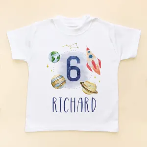 6th Birthday Galaxy Space Personalised T Shirt
