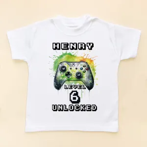 6th Birthday Unlocked Gamer Personalised T Shirt