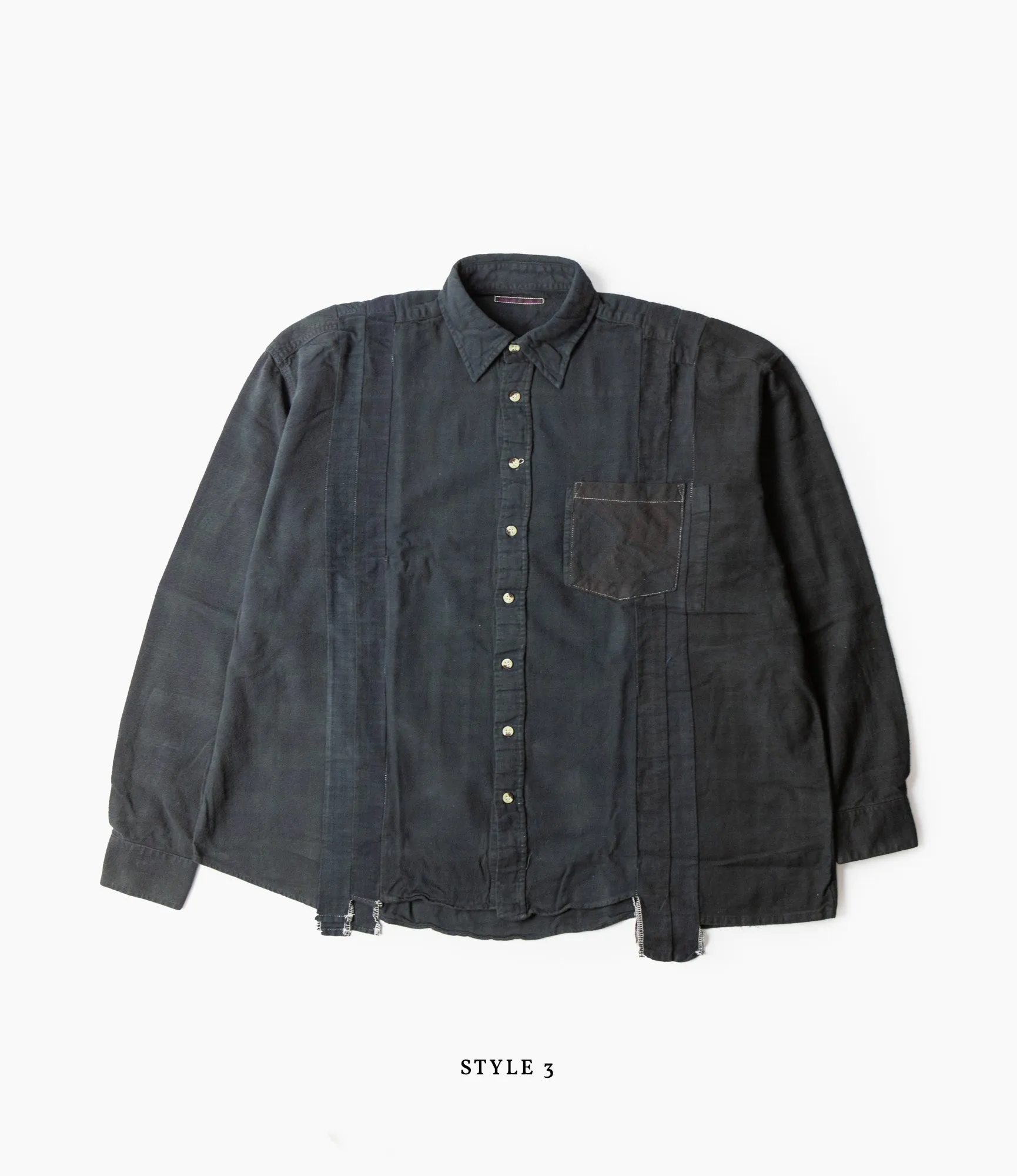 7 Cuts Wide Flannel Shirt – Black Over Dye