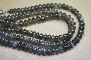 8 Inch Strand, Finest Quality,Grey Moonstone Smooth Rondelles, 7-8mm Size
