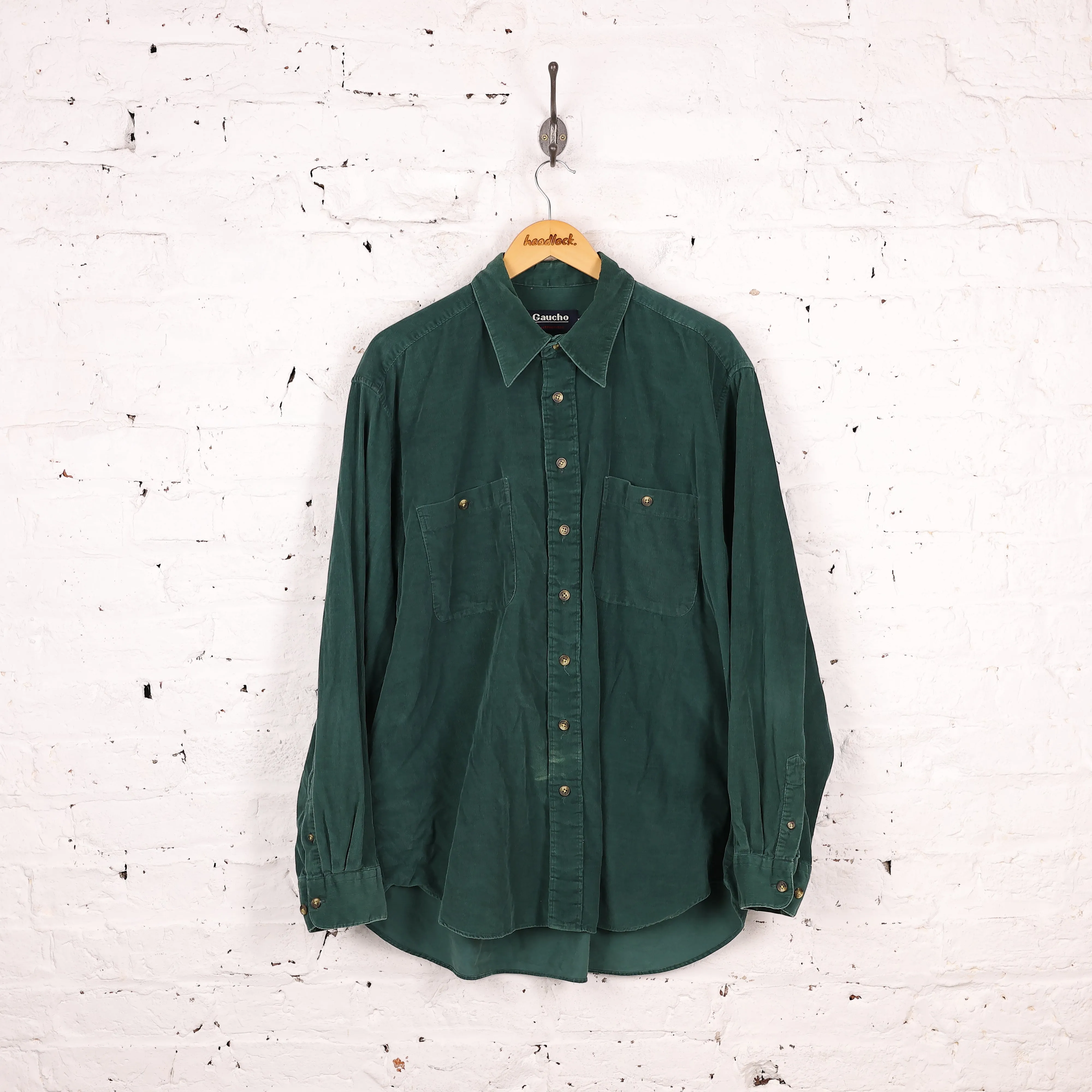 90s Corduroy Shirt - Green - XL