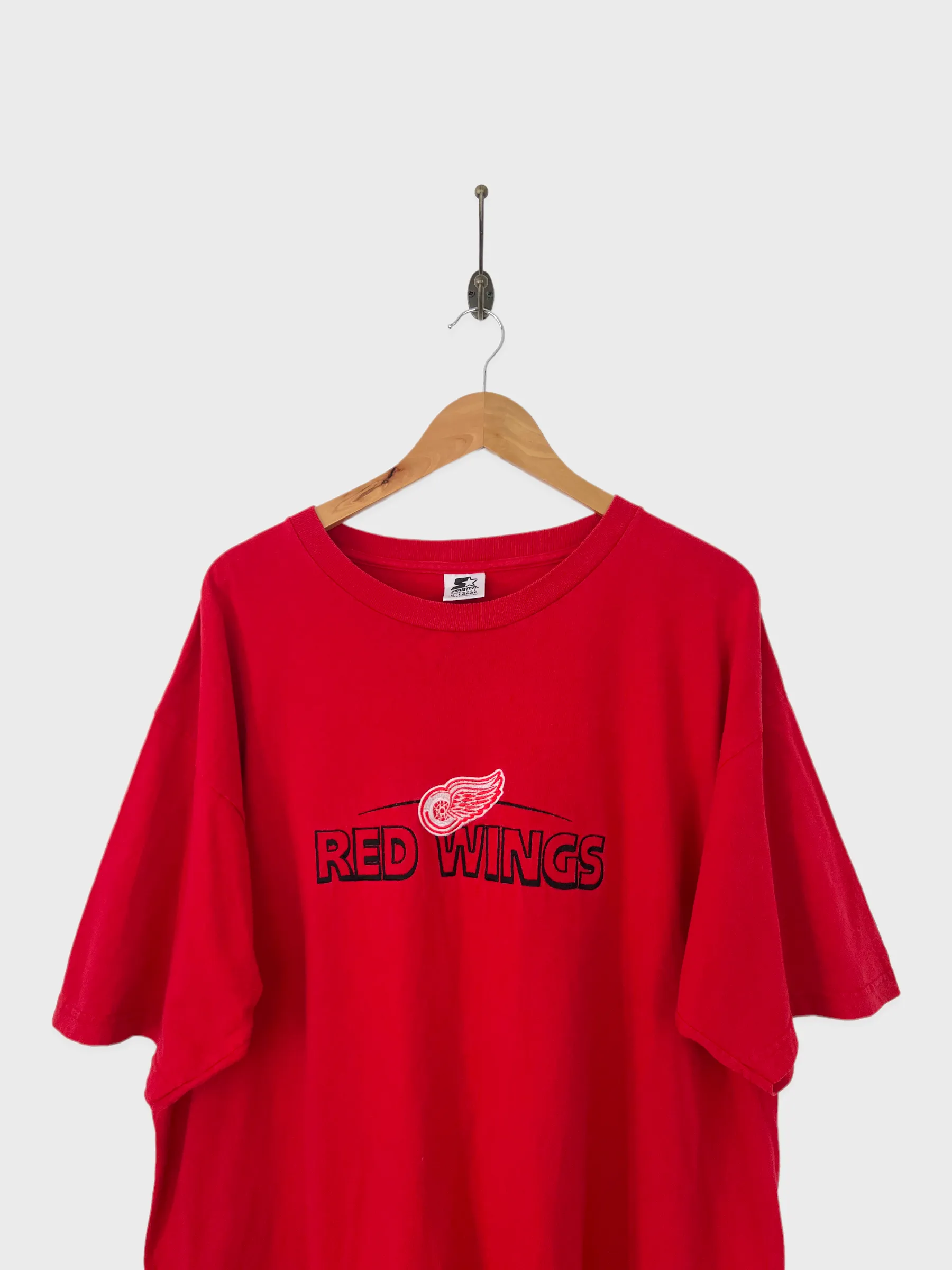 90's Detroit Red Wings NHL Embroidered USA Made Vintage T-Shirt Size 2XL