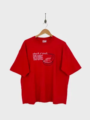 90's Detroit Red Wings NHL USA Made Embroidered Vintage T-Shirt Size 14