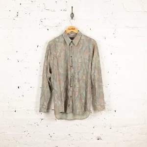 90s Long Sleeve Pattern Shirt - Green - S