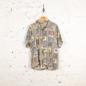 90s Pattern Short Sleeve Shirt - Green - L