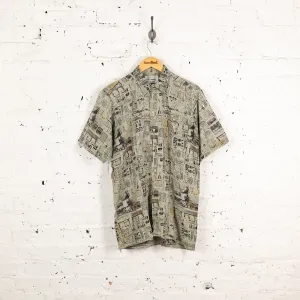 90s Picture Pattern Shirt - Green - M