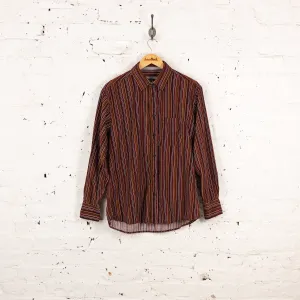 90s Striped Corduroy Shirt - Red - M