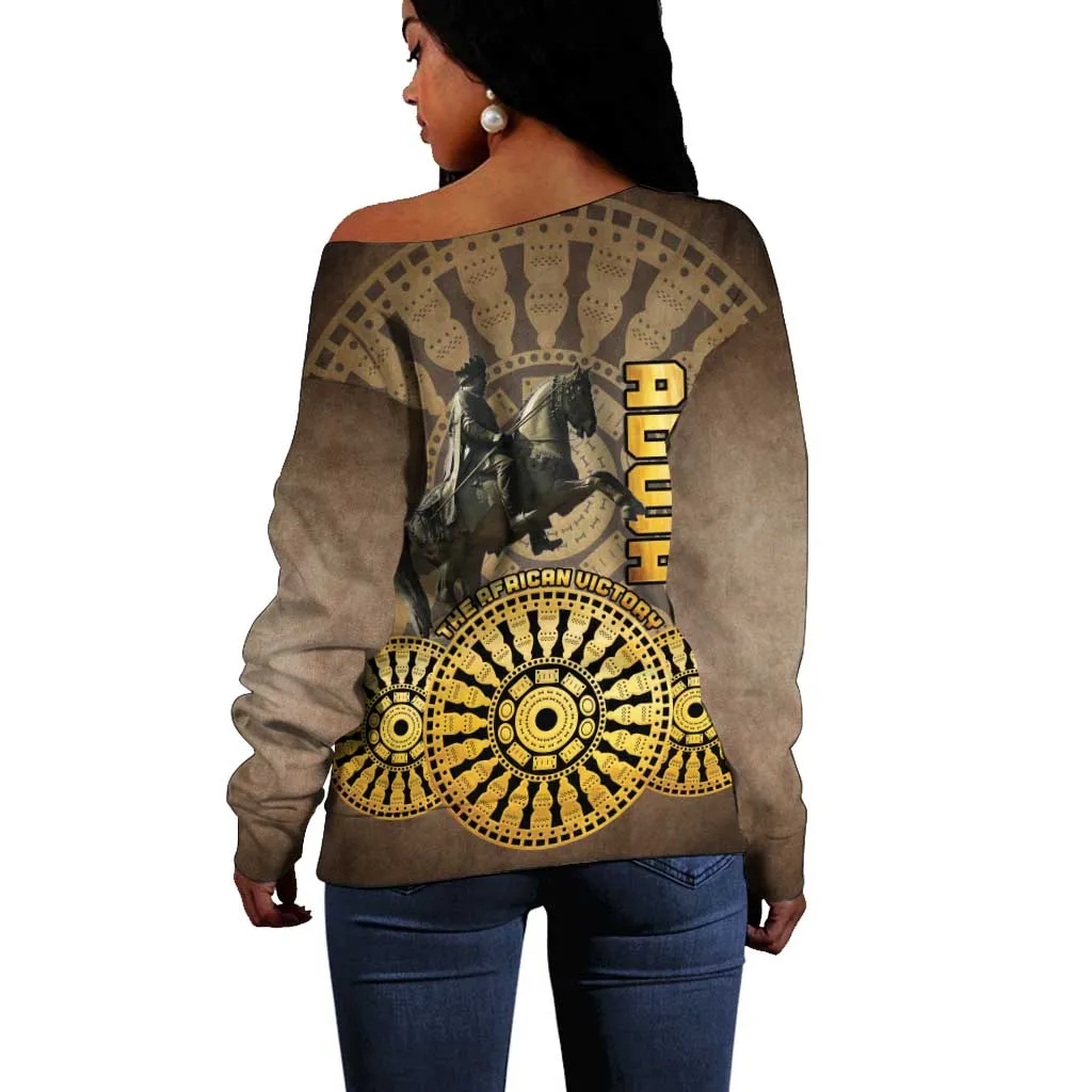 Adwa Victory Day Off Shoulder Sweater Adwa Battle Shield - Vintage Style LT15