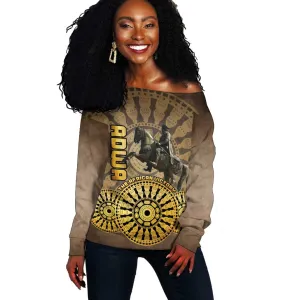 Adwa Victory Day Off Shoulder Sweater Adwa Battle Shield - Vintage Style LT15