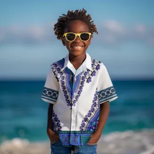 Africa Kid Hawaiian Shirt African Dashiki Royal Blue Version LT14