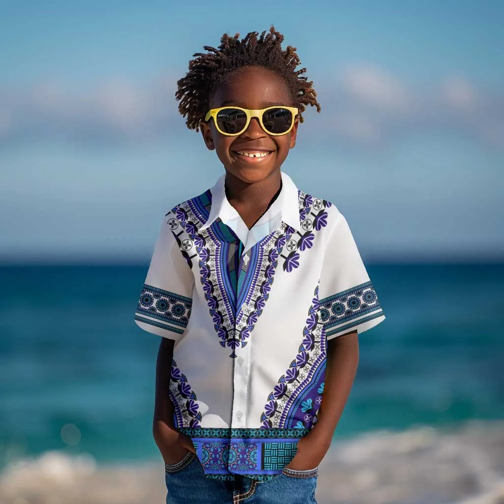 Africa Kid Hawaiian Shirt African Dashiki Royal Blue Version LT14