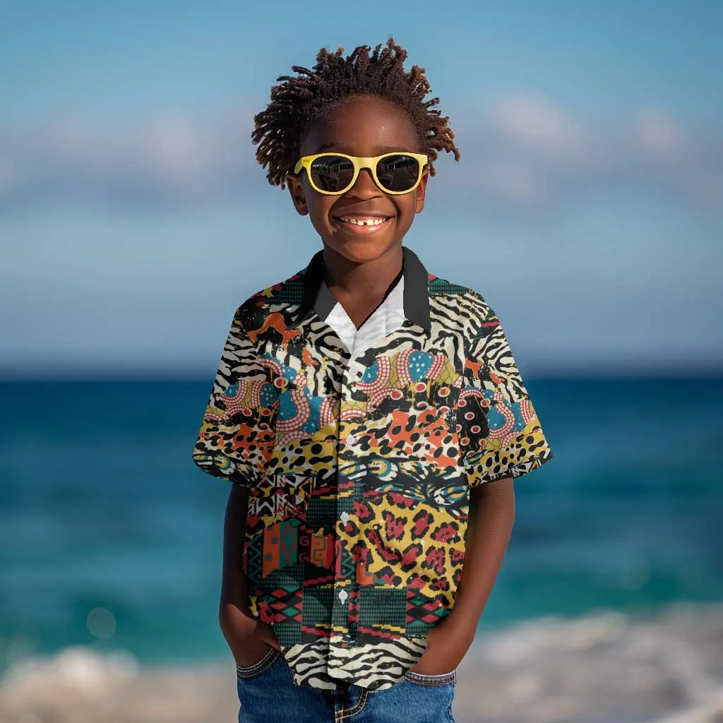 African Mixed Wild Animal Skins Kid Hawaiian Shirt LT9