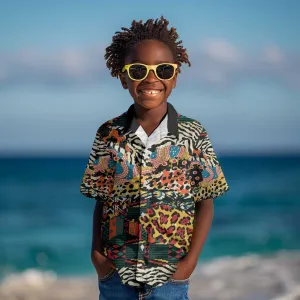 African Mixed Wild Animal Skins Kid Hawaiian Shirt LT9